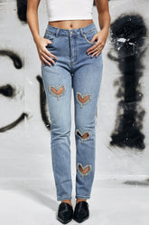 Cher Love Taşlı Kesim Kot Pantolon